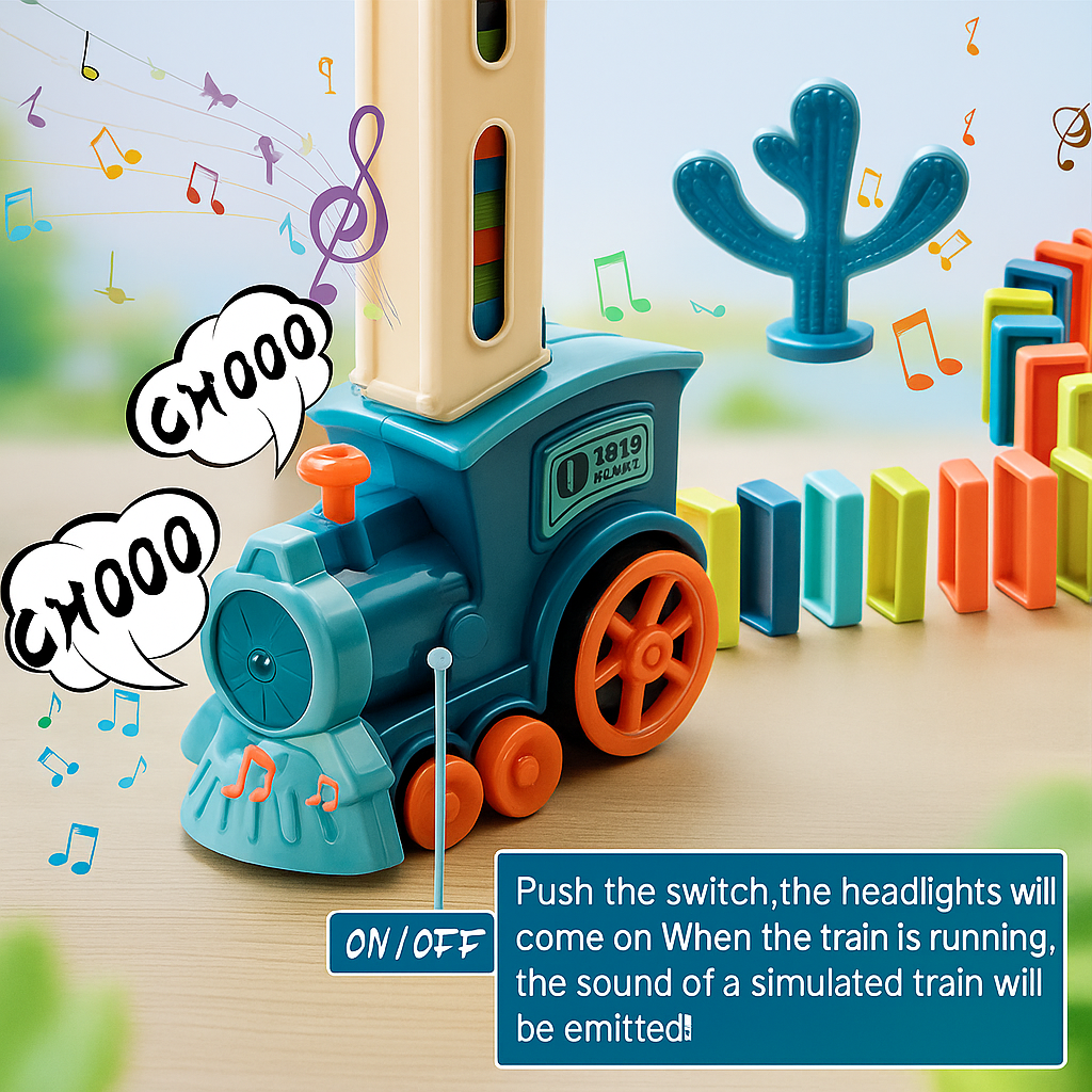 Train Toy Domino Set for Kids BPA Free Plastic with Sound Effects